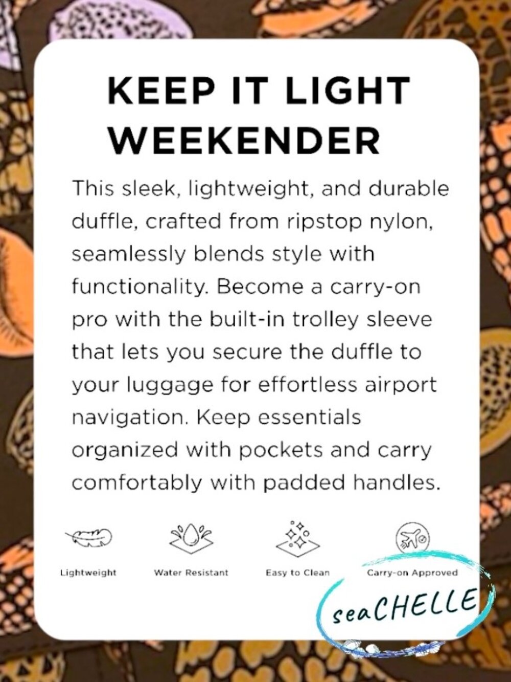 ALOHA Collection Weekender—Duffle Bag—Limited Edition Shoreline Coconut *NWT* - Picture 9 of 10